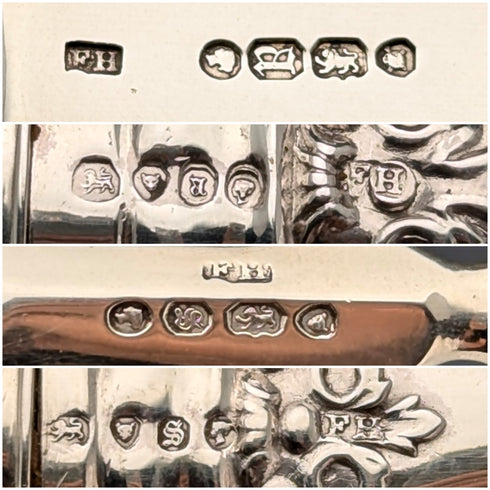 1853 年英國古董純銀甜點餐具 6 對共 537 克弗朗西斯希金斯二世木盒